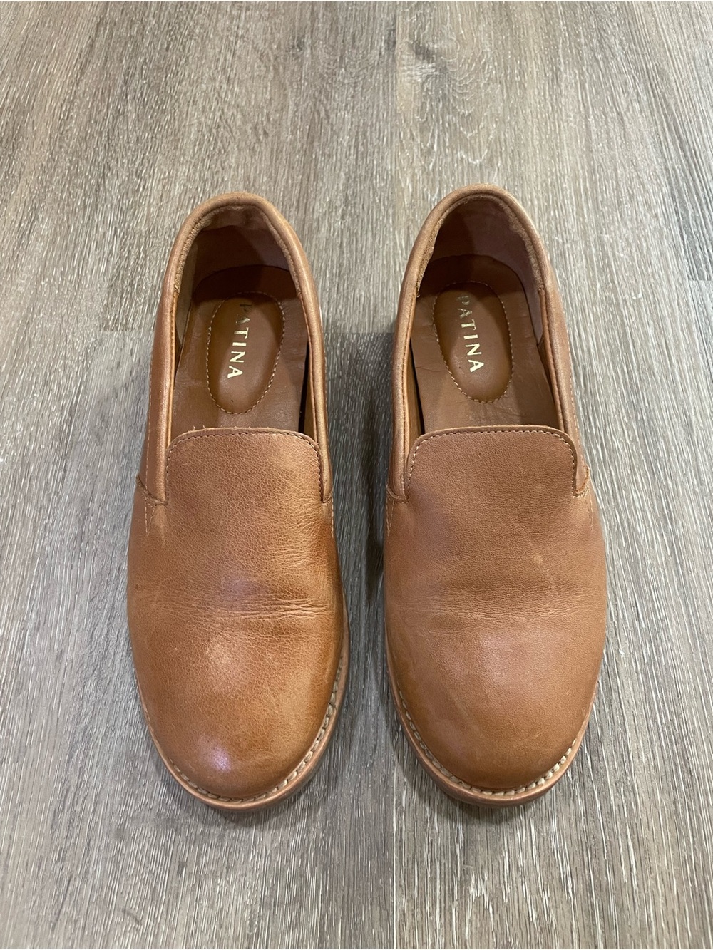Patina Portland Leather Shoes Women's 6.5 Tan Loafers Slip On Handmade In Mexico